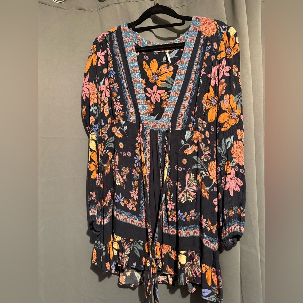 Free People Blue and Orange Mini Dress/tunic